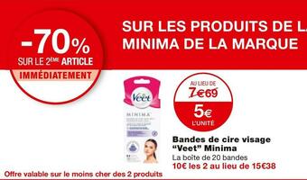 Monoprix Bandes de cire visage Minima offre