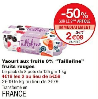 Monoprix Yaourt aux fruits 0% fruits rouges offre