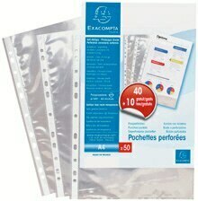 Lot de 40 pochettes perforées lisses + 10 offertes