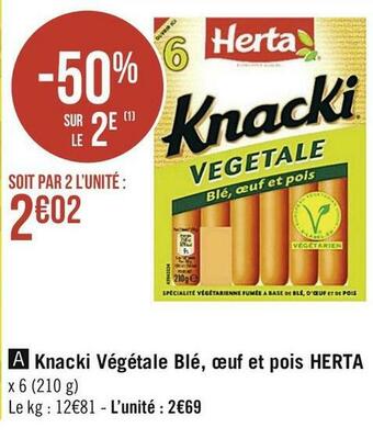 Knacki Végétale Blé, œuf et pois