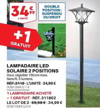 Shopix Lampadaire LED Solaire 2 Positions offre