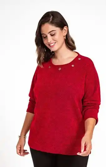Pull col rond avec oeillets