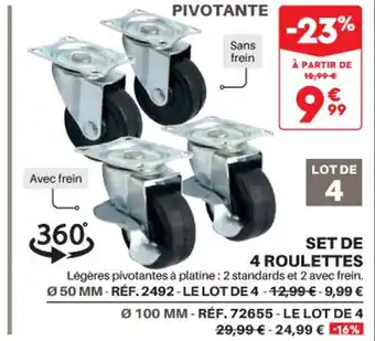 Shopix Set de 4 Roulettes offre