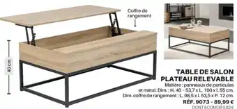 Shopix Table de Salon Plateau Relevable offre