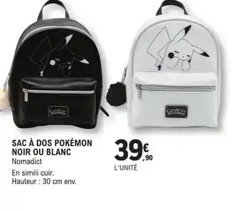 E.Leclerc Sac a Dos Pokemon Noir Ou Blanc offre