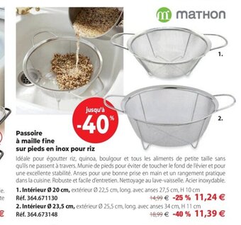 Passoire a Maille Fine Sur Pieds En Inox Pour Riz