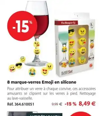 Mathon 8 Marque-Verres Emoji En Silicone offre