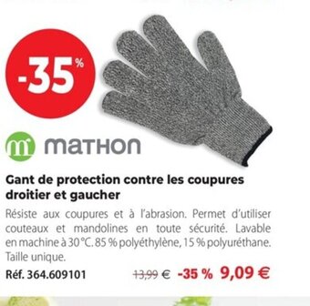 Mathon Gant de Protection Contre Les Coupures Droitier Et Gaucher offre
