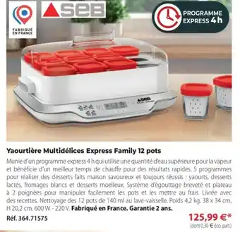 Mathon Yaourtière Multidelices Express Family 12 Pots offre