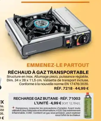 Shopix Réchaud à Gaz Transportable offre