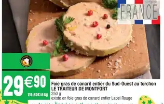 Cora x Carrefour Foie gras de canard entier du Sud-Ouest au torchon offre