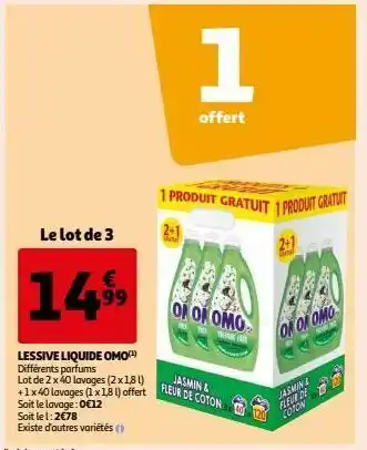 Auchan Lessive liquide omo(1) offre