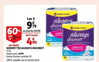 Auchan Serviettes always discreet offre