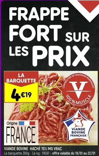 Leader Price Viande bovine hachée 15% mg vrac offre