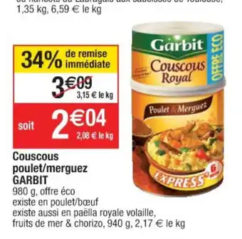 Cora x Carrefour Couscous poulet/merguez Garbit offre