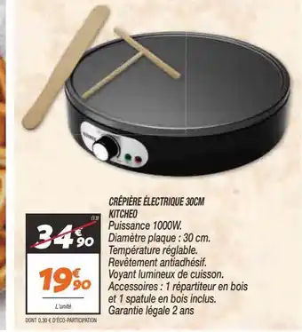Netto Crêpière electrique 30cm kitcheo offre