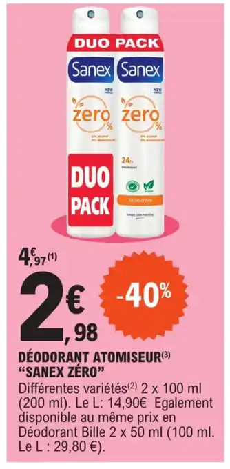 E.Leclerc Déodorant Atomiseur Sanex Zéro offre