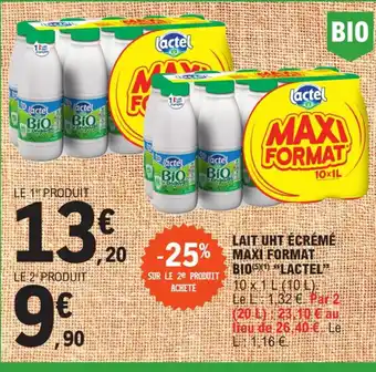 E.Leclerc Lait UHT Écrémé Maxi Format Bio Lactel offre