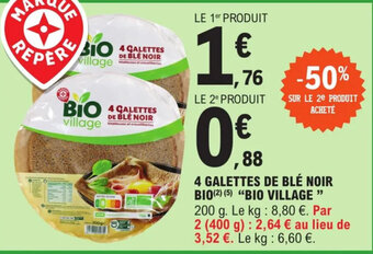 E.Leclerc 4 Galettes de Blé Noir Bio Bio Village offre