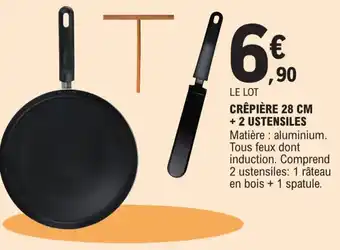 E.Leclerc Crêpière 28 CM  + 2 Ustensiles offre