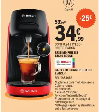 E.Leclerc Tassimo Finesse Tas16 Rouge offre