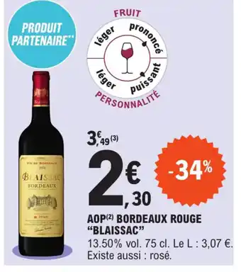 E.Leclerc AOP Bordeaux Rouge Blaissac offre