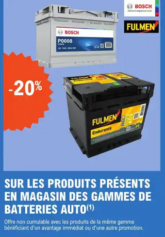 E.Leclerc Sur Les Produits Présents En Magasin De La Gamme de Batteries Auto offre