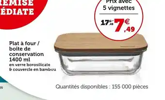 Super U Plat à Four/ Boîte de Conservation 1400 ml offre