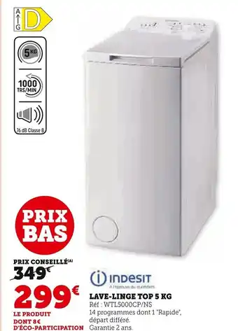 Super U Lave-Linge Top 5 KG offre