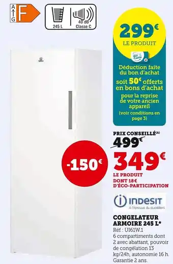 Super U Congelateur Armoire 245 L offre