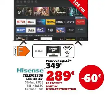 Super U Téléviseur Led 4K 43 offre