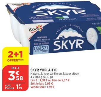 Bi1 Skyr yoplait offre