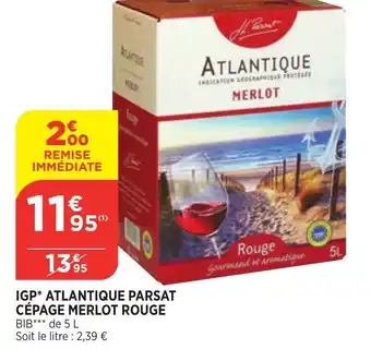 Bi1 IGP Atlantique Parsat Cépage Merlot rouge offre