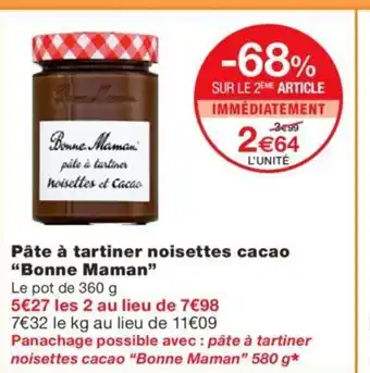 Monoprix Pâte â Tartiner Noisettes Cacao "Bonne Maman" offre