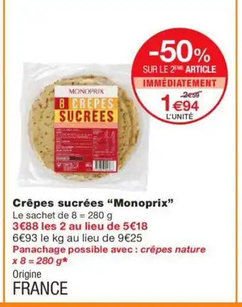 Crépes Sucrées "Monoprix"