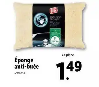 Lidl éponge Anti-buée W5 offre