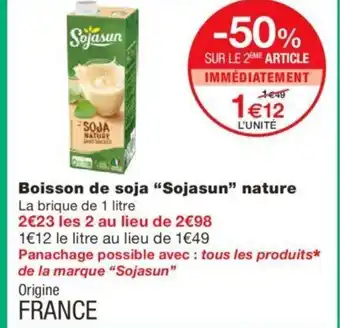 Monoprix Boisson De Soja "Sojasun" Nature offre