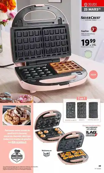 Lidl Gaufrier Silver Crest offre