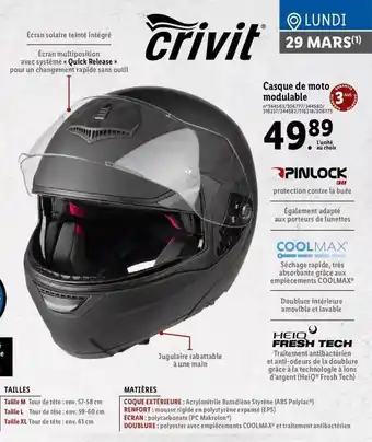 Lidl Casque De Moto Modulable Crivit offre