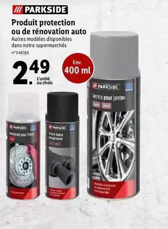 Lidl Produit Protection Ou De Rénovation Auto Parkside offre
