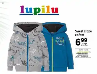 Lidl Sweat Zippé Enfant Lupilu offre