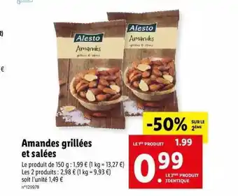 Lidl Amandes Grillées Et Salées Alesto offre