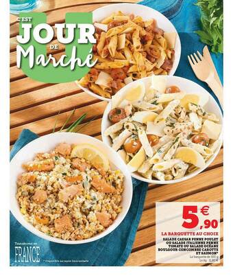 U Express Salade Caesar Penne Poulet Ou Salade Italienne Penne Tomate Ou Salade Océane Boulgour Concombre Carotte Et Saumon offre