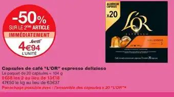 Monoprix Capsules de Cafe l'Or Espresso Delizioso offre