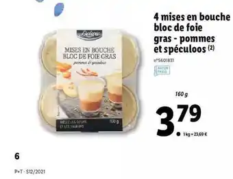 Lidl 4 Mises En Bouche Bloc De Foie Gras - Pommes Et Spéculoos Deluxe offre