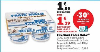 Super U Fromage frais malo offre