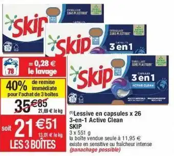 Cora x Carrefour Lessive en capsules skip offre