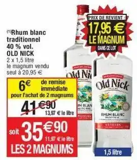 Cora x Carrefour Rhum blanc old nick offre