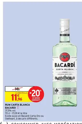 Intermarché Rum Carta Blanca Bacardi offre