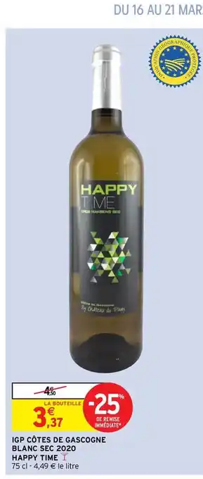 Intermarché Igp Côtes De Gascogne Blanc Sec 2020 Happy Time offre